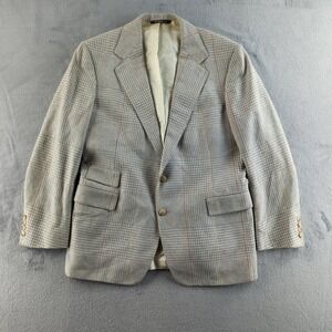 Polo Ralph Lauren Blazer Mens Blue Cream Plaid Sport Coat Jacket Silk Wool